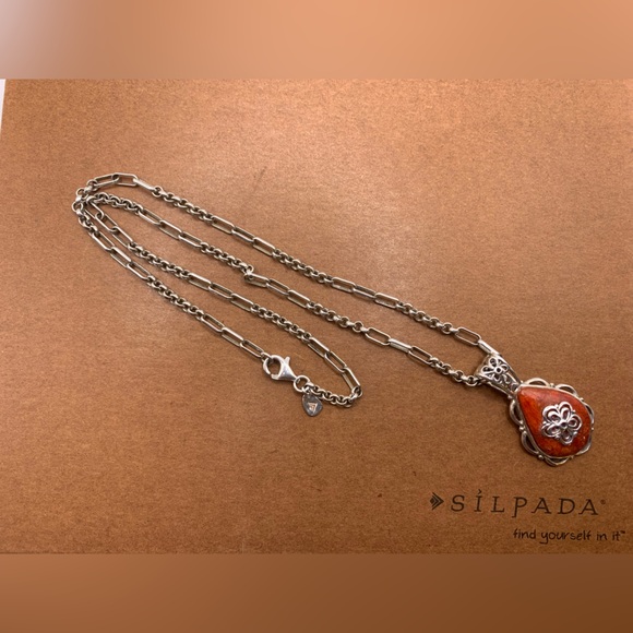 Silpada’s Sterling FIERY PERSONALITY Reversible Pendant & TIMELESS Chain Set - Picture 1 of 13